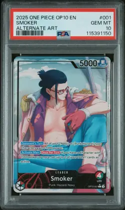 2025 ONE PIECE OP10-ROYAL BLOOD ALTERNATE ART #001 SMOKER PSA 10 - Image 1