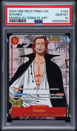 2024 ONE PIECE PRB01-PREMIUM BOOSTER MANGA ALT ART #120 SHANKS PSA 10 - Image 1