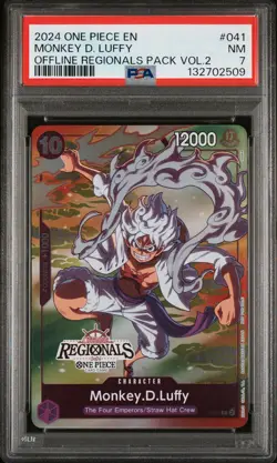 2024 ONE PIECE OFFLINE REGIONALS PACK 2024 VOL.2 #041 MONKEY D. LUFFY PSA 7 - Image 1