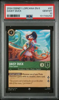 2024 DISNEY LORCANA EN 6-AZURITE SEA #81 DAISY DUCK PIRATE CAPTAIN PSA 10 - Image 1