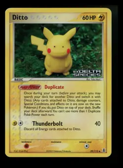 Ditto (Pikachu) 39/113 EX Delta Species 2005 Reverse Holo Pokemon Card TCG - Image 1