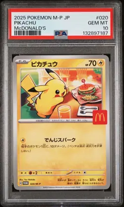 Pikachu 020 Pokemon JP M-P McDonald's Happy Set Promo PSA 10 GEM MINT Card - Image 1