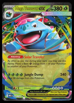 Mega Venusaur ex 003/132 Holo Mega Evolution Pokemon Card - Image 1