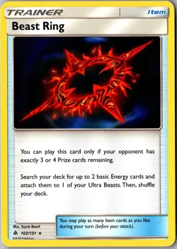 Beast Ring 102/131 Rare SM - Forbidden Light LP Pokemon Card - Image 1