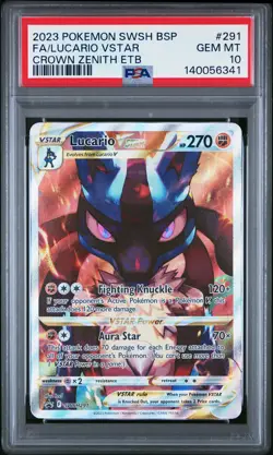 2023 POKEMON SWSH BLACK STAR PROMO #291 FULL ART/LUCARIO VSTAR PSA 10 - Image 1