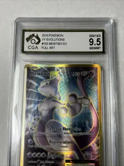 CGA 9.5 Mewtwo EX 103/108 XY Evolutions Pokemon Graded Card Full Art - Image 4