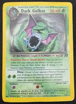 Pokemon Dark Golbat Holo Rare TCG Card 7/82 Unlimited MP - Image 1