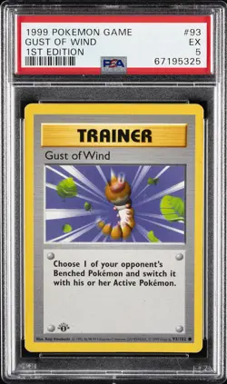 1999 POKEMON BASE SET 1ST EDITION #93 GUST OF WIND PSA 5 - Image 1