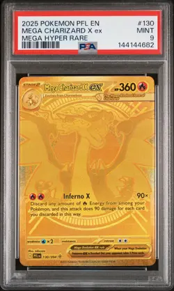 2025 POKEMON PFL EN-PHANTASMAL FLAMES MEGA HYPER RARE MEGA CHARIZARD X EX PSA 9 - Image 1