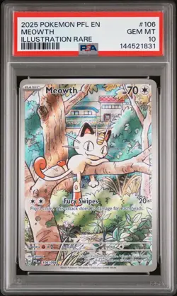 2025 POKEMON PFL EN-PHANTASMAL FLAMES ILLUSTRATION RARE #106 MEOWTH PSA 10 - Image 1