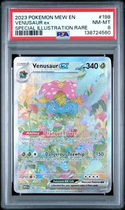 2023 POKEMON MEW EN-151 SPECIAL ILLUSTRATION RARE #198 VENUSAUR EX PSA 8 - Image 1