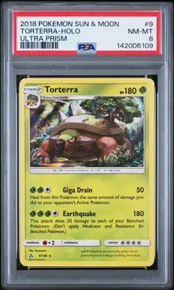 2018 POKEMON SUN & MOON ULTRA PRISM #9 TORTERRA-HOLO PSA 8 - Image 1