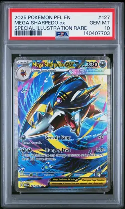 2025 POKEMON PHANTASMAL FLAMES SPECIAL ILLUSTRATION RARE MEGA SHARPEDO EX PSA 10 - Image 1