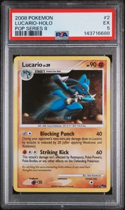 2008-09 POKEMON POP SERIES 8 #2 LUCARIO-HOLO PSA 5 - Image 1
