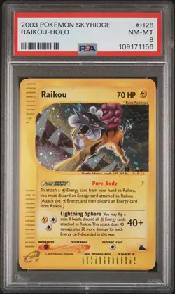 2003 POKEMON SKYRIDGE #H26 RAIKOU-HOLO PSA 8 - Image 1