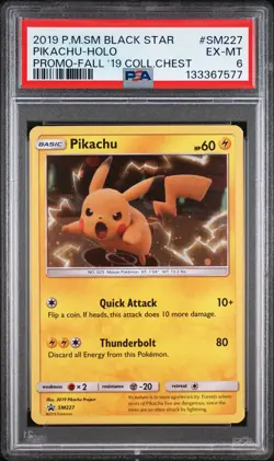 2019 POKEMON SM BLACK STAR PROMO FALL 2019 COLLECTOR CHEST PIKACHU-HOLO PSA 6 - Image 1