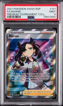 2021 POKEMON SWSH BLACK STAR PROMO #121 FULL ART/MARNIE PSA 9 - Image 1