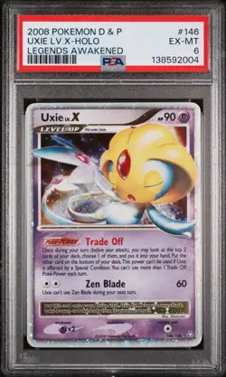 2008 POKEMON DIAMOND & PEARL LEGENDS AWAKENED #146 UXIE LV.X-HOLO PSA 6 - Image 1