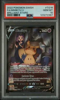 2022 POKEMON SWORD & SHIELD BRILLIANT STARS #TG16 FULL ART/MIMIKYU V PSA 10 - Image 1