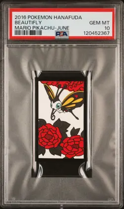 2016 POKEMON HANAFUDA MARIO PIKACHU JUNE BEAUTIFLY PSA 10 - Image 1