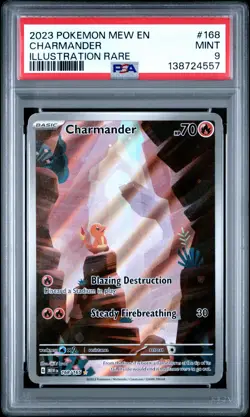 2023 POKEMON MEW EN-151 ILLUSTRATION RARE #168 CHARMANDER PSA 9 - Image 1