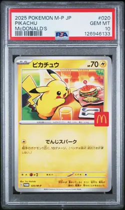 2025 POKEMON JAPANESE M-P PROMO MCDONALD'S #020 PIKACHU PSA 10 - Image 1