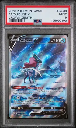 2023 POKEMON SWORD & SHIELD CROWN ZENITH #GG38 FULL ART/SUICUNE V PSA 9 - Image 1