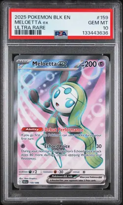 2025 POKEMON BLK EN-BLACK BOLT ULTRA RARE #159 MELOETTA EX PSA 10 - Image 1