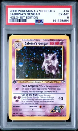 2000 POKEMON GYM HEROES HOLO-1ST EDITION #14 SABRINA'S GENGAR PSA 6 - Image 1