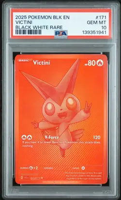 Pokemon 2025 Victini 171/086 Black White Rare Black Bolt GEM MINT PSA 10 - Image 1
