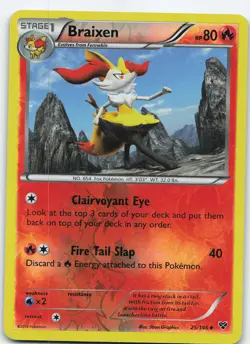 Braixen 25/146 XY Base Set Uncommon Reverse Holo MP Pokemon TCG - Image 1