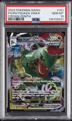 2023 POKEMON SWORD & SHIELD CROWN ZENITH #101 FULL ART/RAYQUAZA VMAX PSA 10 - Image 1