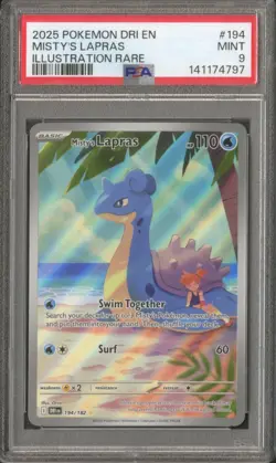 2025 Pokemon Destined Rivals Misty's Lapras Illustration Rare #194 PSA 9 MINT - Image 1