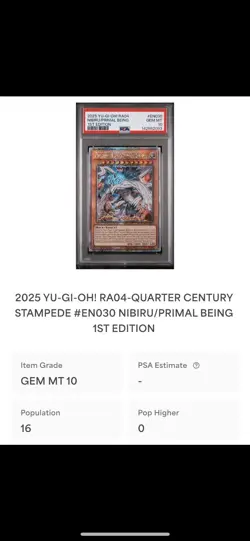 2025 YU-GI-OH! RA04 NIBIRU/PRIMAL BEING 1ST EDITIONPSA#EN030GEM MT10 - Image 2