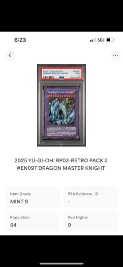 2025 YU-GI-OH! RP02 DRAGON MASTER KNIGHT PSA 9 - Image 1