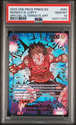 2025 ONE PIECE PREMIUM BOOSTER SPECIAL ALTERNATE ART #061 MONKEY D. LUFFY PSA 10 - Image 1