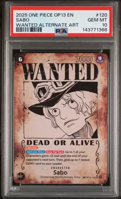 2025 ONE PIECE OP13-CARRYING ON HIS WILL WANTED ALTERNATE ART #120 SABO PSA 10 - Image 1