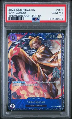 2025 ONE PIECE PROMOS TREASURE CUP-TOP 64 #003 SAN-GOROU PSA 10 - Image 1