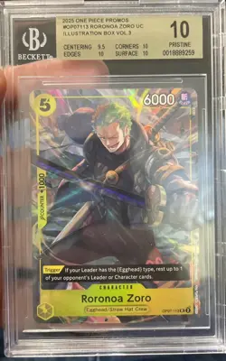 One Piece Roronoa Zoro Illustration Bx. Vol. 3 Promo OP07-113 BGS 10 Pristine - Image 1