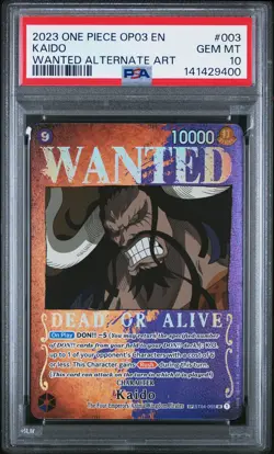 2023 ONE PIECE OP03-PILLARS OF STRENGTH WANTED ALTERNATE ART #003 KAIDO PSA 10 - Image 1