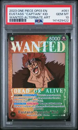 2023 ONE PIECE PILLARS OF STRENGTH WANTED ALT ART EUSTASS "CAPTAIN" KID PSA 10 - Image 1