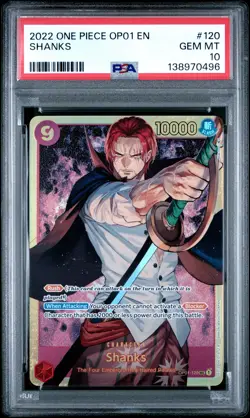 2022 ONE PIECE OP01-ROMANCE DAWN #120 SHANKS PSA 10 - Image 1