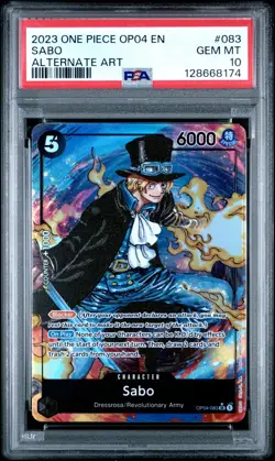 PSA 10 One Piece Kingdoms Of Intrigue Sabo Alternate Art OP04-083 Card Gem Mint - Image 1