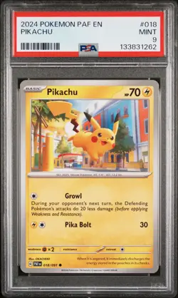 2024 POKEMON PAF EN-PALDEAN FATES #018 PIKACHU PSA 9 - Image 1