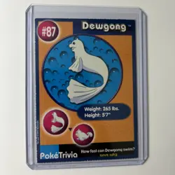 Dewgong 87 Pokemon Burger King PokeTrivia Trading Card LP-NM - Image 1