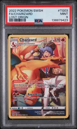 2022 POKEMON SWORD & SHIELD LOST ORIGIN #TG03 FULL ART/CHARIZARD PSA 9 - Image 1