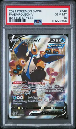 2021 POKEMON SWORD & SHIELD BATTLE STYLES #146 FULL ART/EMPOLEON V PSA 10 - Image 1