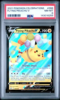 2021 POKEMON CELEBRATIONS #006 FLYING PIKACHU V PSA 8 - Image 1