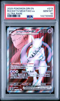 2025 POKEMON DRI EN-DESTINED RIVALS ULTRA RARE TEAM ROCKET'S MEWTWO EX PSA 10 - Image 1