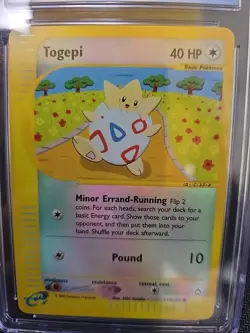 Graded 8.5 Reverse Halo Togepi 114/147 Pokemon Aquapolis 2002 Regular Vintage - Image 2